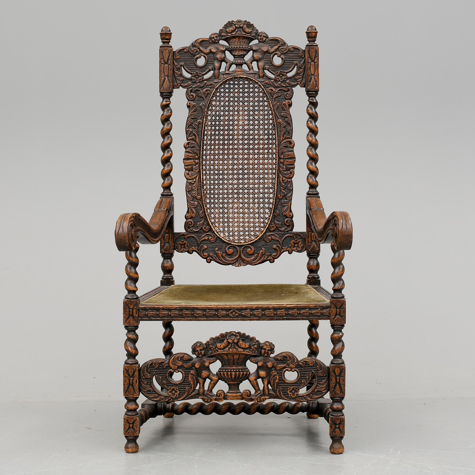 KARMSTOL, barockstil, omkring sekelskiftet 1900.