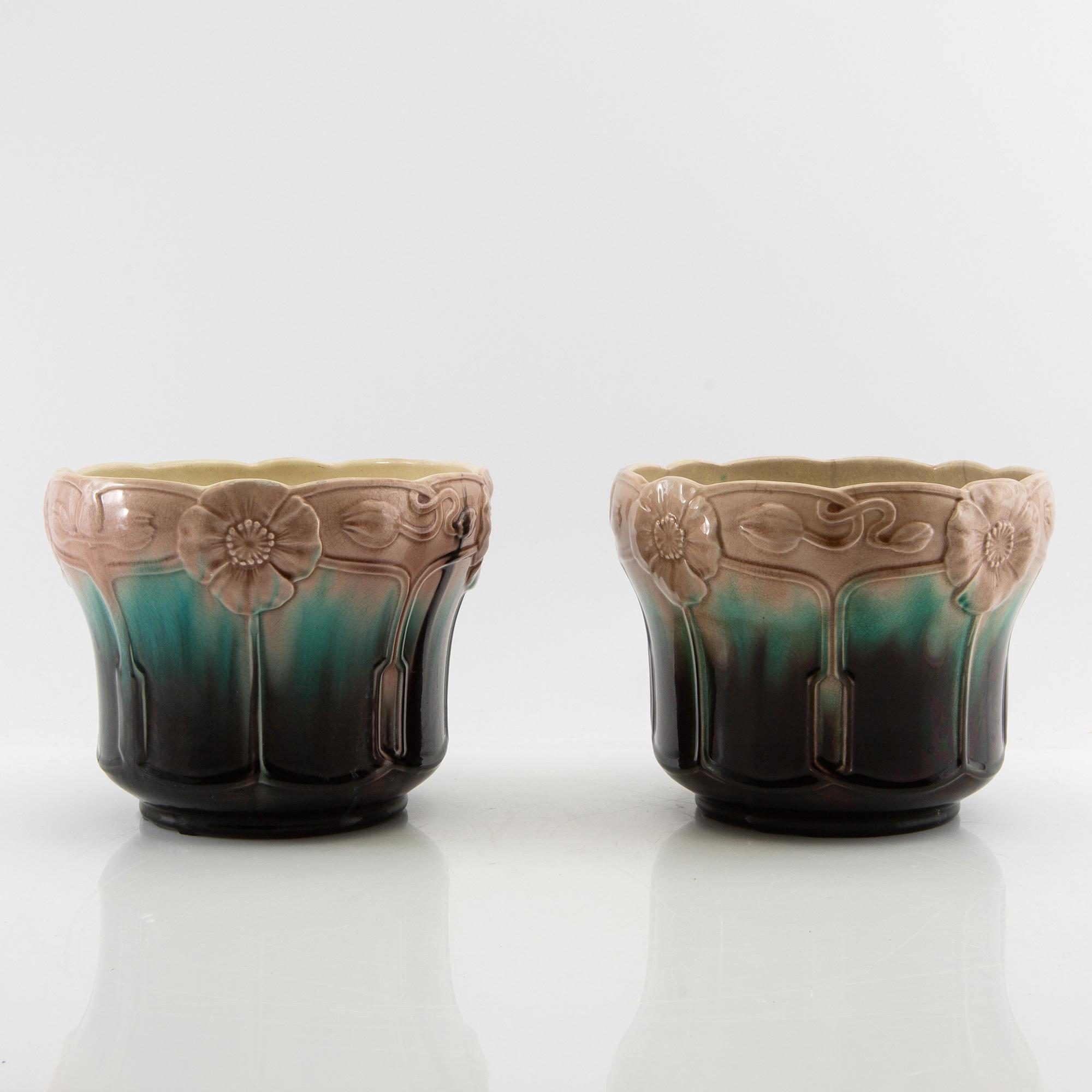 Outer covers 2 pcs Jugend, Rörstrand early 20th century stoneware.