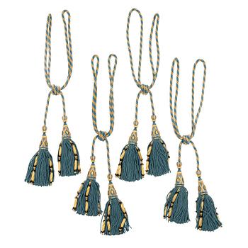 313. A set of four petroleum and gold curtain tiebacks from Declerq, Paris.