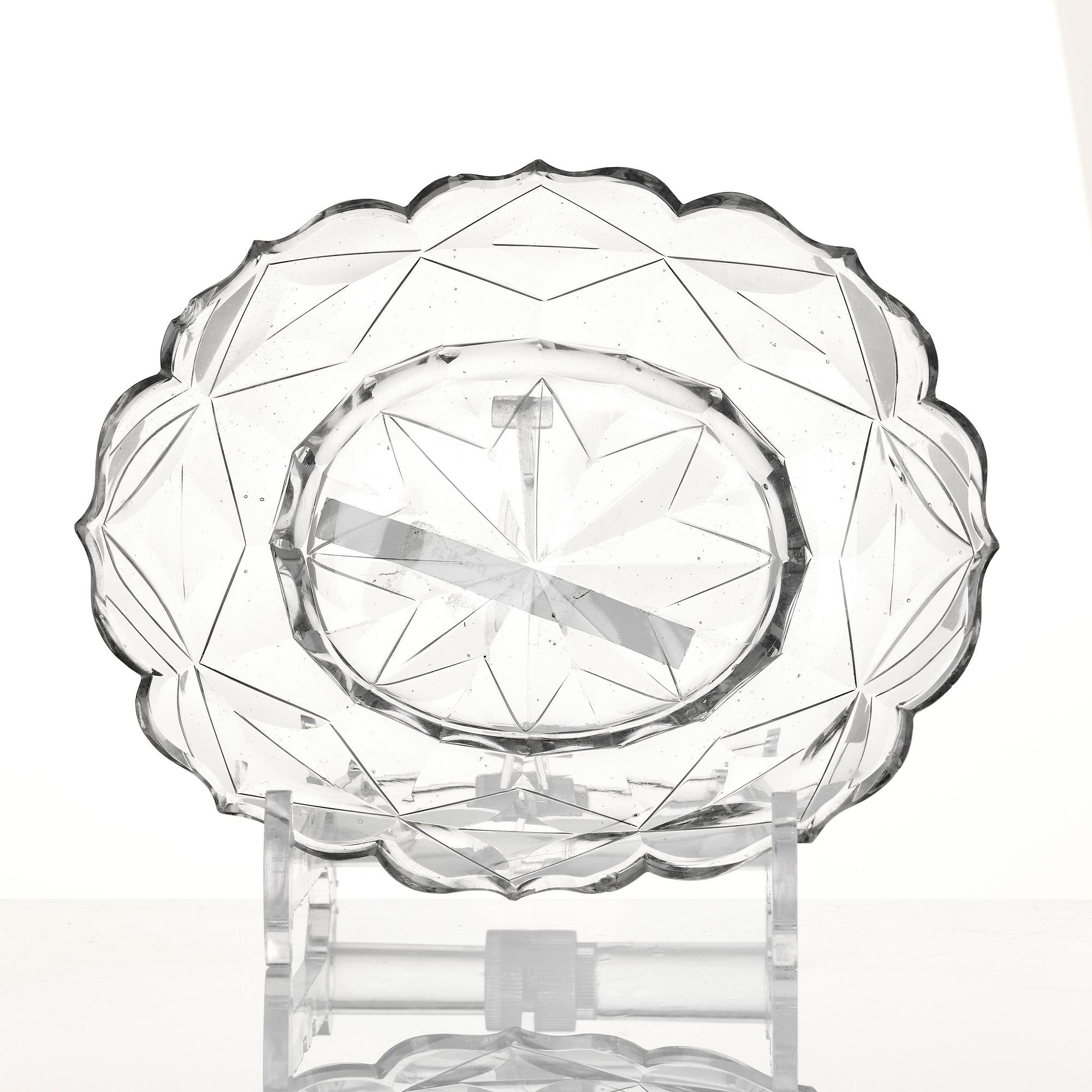 Skål med lock och fat, glas. Anglo-irisk, 1800.