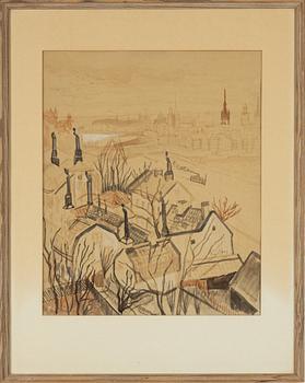 Maj Bring, akvarell, signerad.