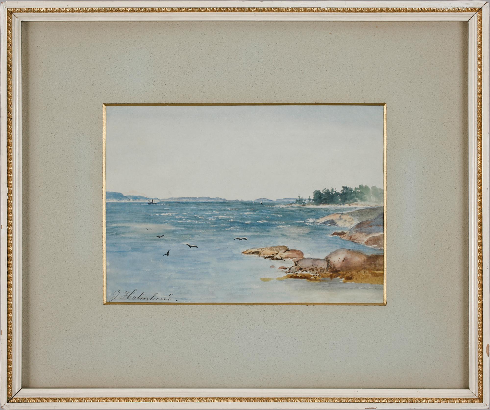 JOSEFINA HOLMLUND, akvarell med täckvitt, sign.
