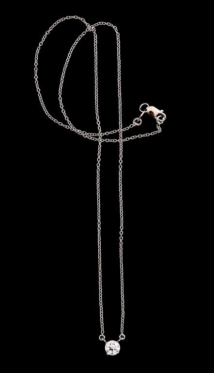 COLLIER, 18K vitguld, briljantslipad diamant ca 0.51 ct.