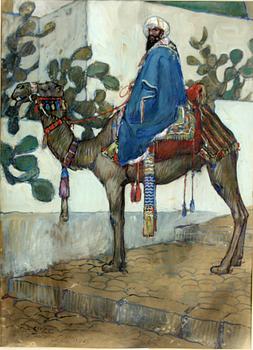 OLLE HJORTZBERG, gouache, sign med dedikation och dat Rom 1903.