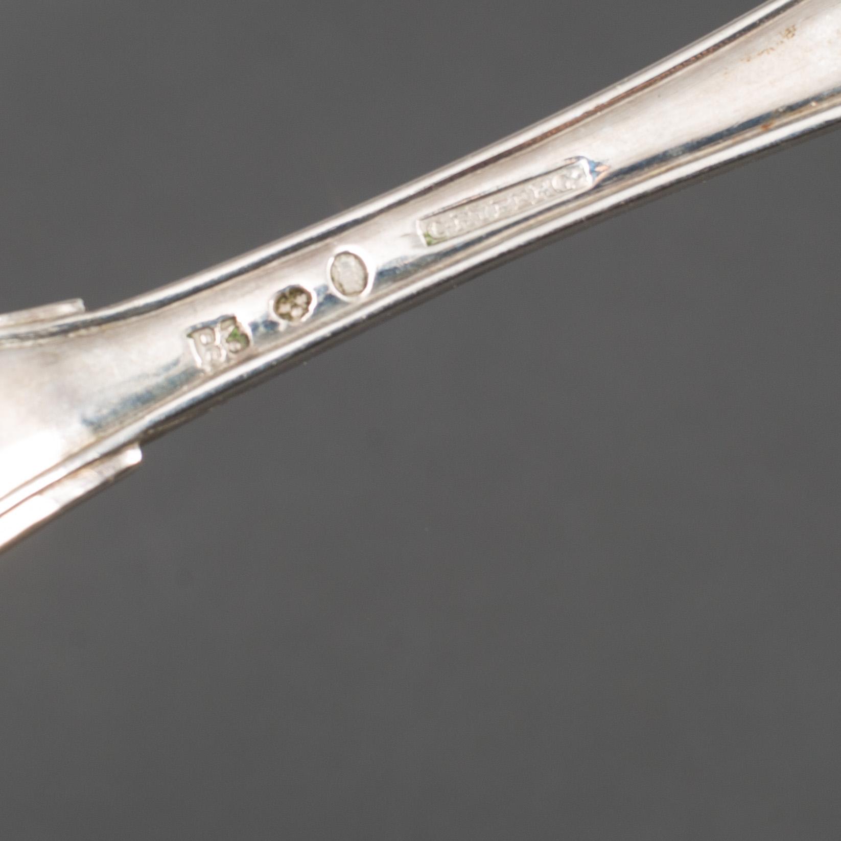 A Swedish set of six early 19th century silver forks, mark of Carl Ryberg, Stockholm 1808.
