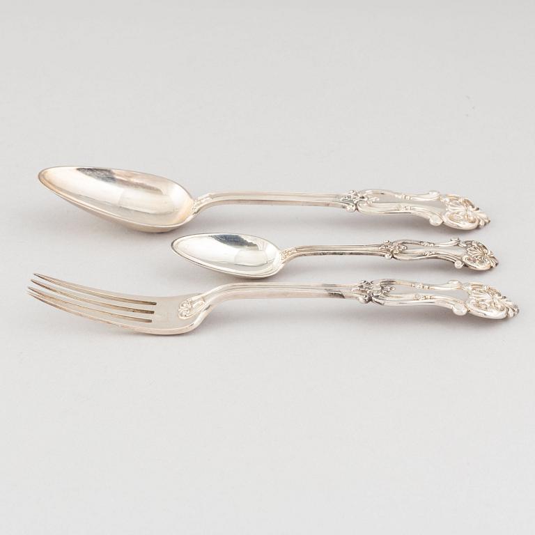 A 15 piece silver cutlery set, L-Larson & Co, Gothenburg, 1856.