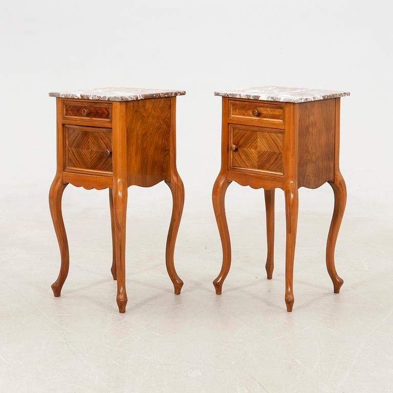 Bedside tables, a pair, first half of the 20th century.