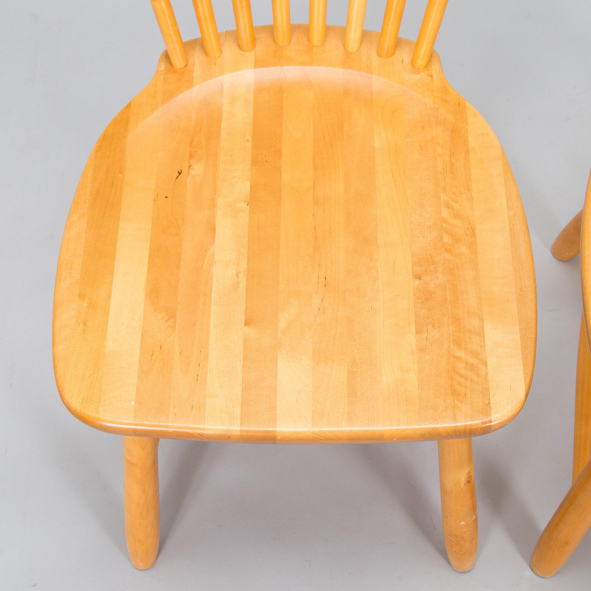 Carl Malmsten, a set of six "Lilla Åland" chairs, Stolab, dated 1990-1992.