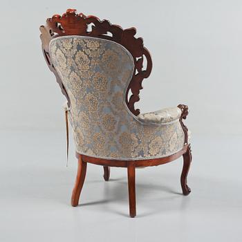 FÅTÖLJ, nyrokoko, 1800-talets andra hälft.