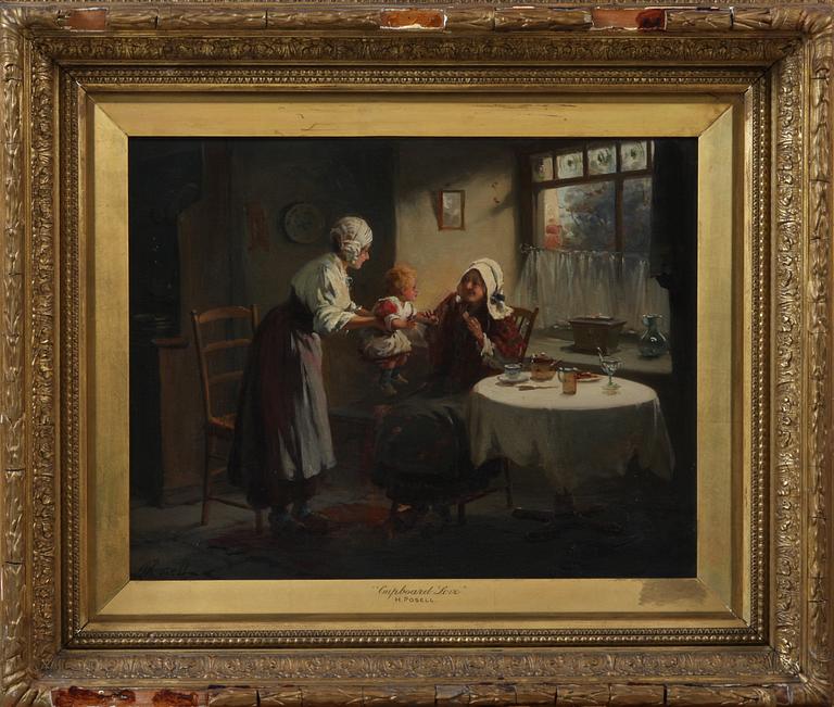 OKÄND KONSTNÄR, olja på duk, sign Posell, 1800/1900-tal.