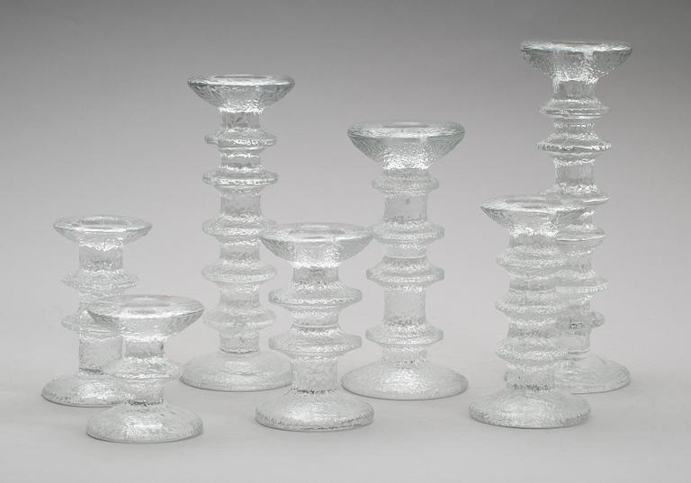 LJUSSTAKAR, 7 st, glas, "Festivo", Timo Sarpaneva, Iittala.