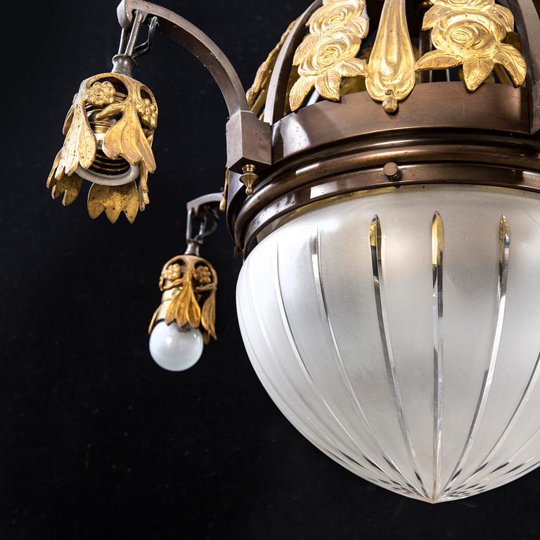 Chandelier / Ceiling lamp, Art Nouveau, early 20th century.