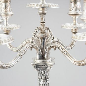 A pair of Swedish silver candelabras, mark of Svea Svensson, Stockholm 1908.