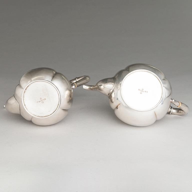 SAZIKOV, A 5-piece silver coffee and tea set, mark of the Sazikov Firm, Imperial Warrant, Saint Petersburg 1860.