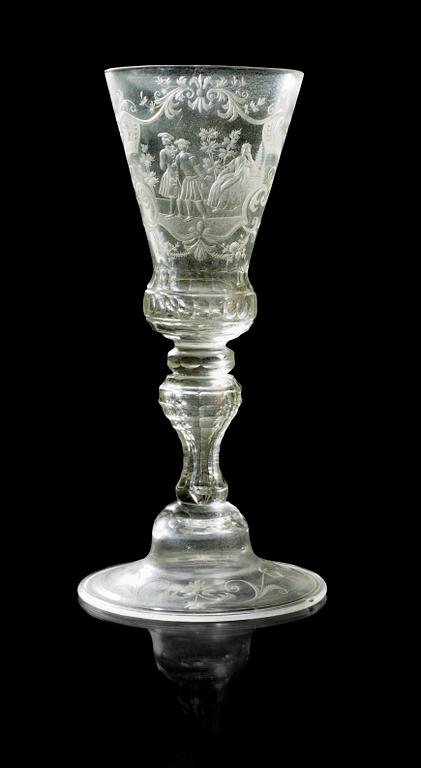A Saxon engraved goblet, second half of 18th Century.