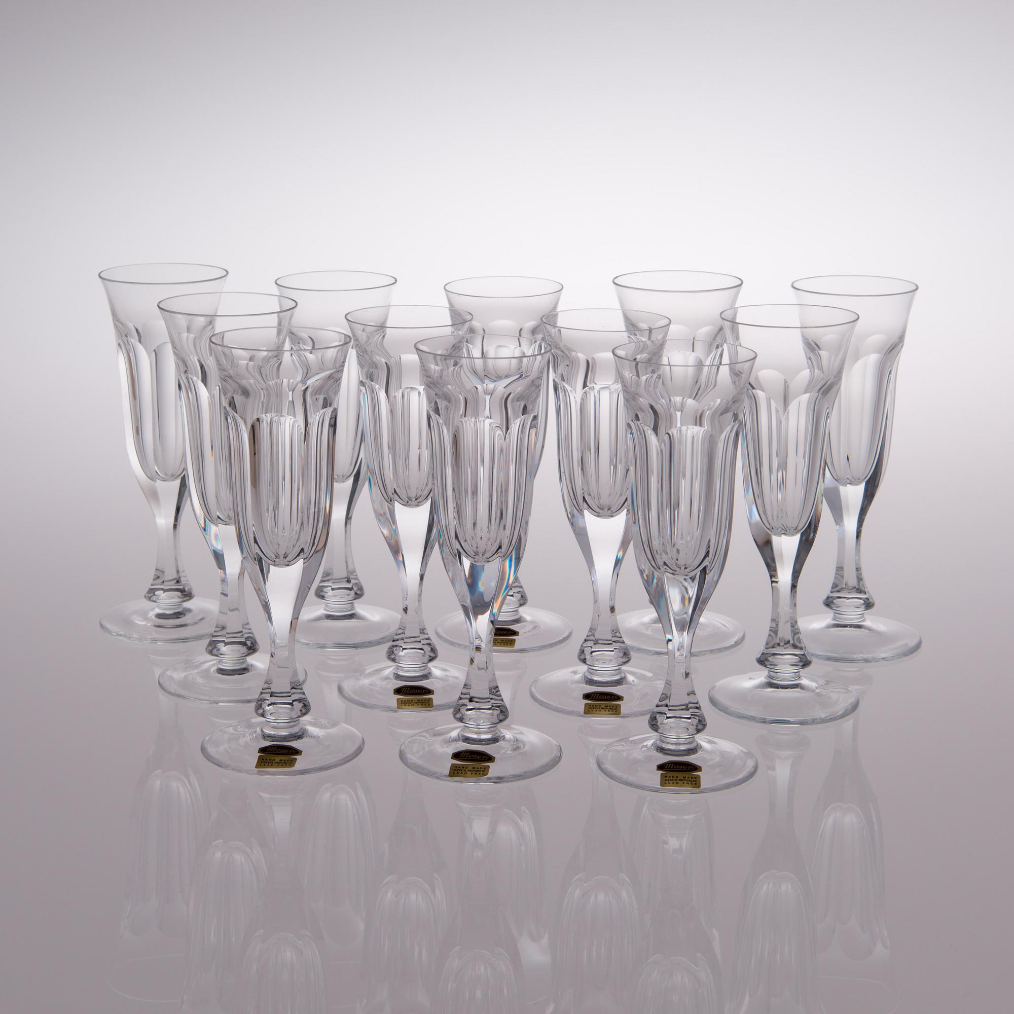 A 23 piece Moser "Lady Hamilton" glassware set from the 1980s and 1990s, Czechoslovakia and  Czech Republic.