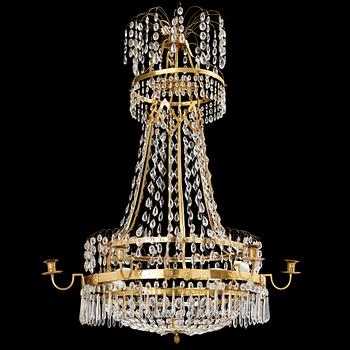 1241. A late Gustavian circa 1800 seven-light chandelier.