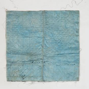 Two rank badges, two embroideries, and a brocade, China, part Qing dynasty.