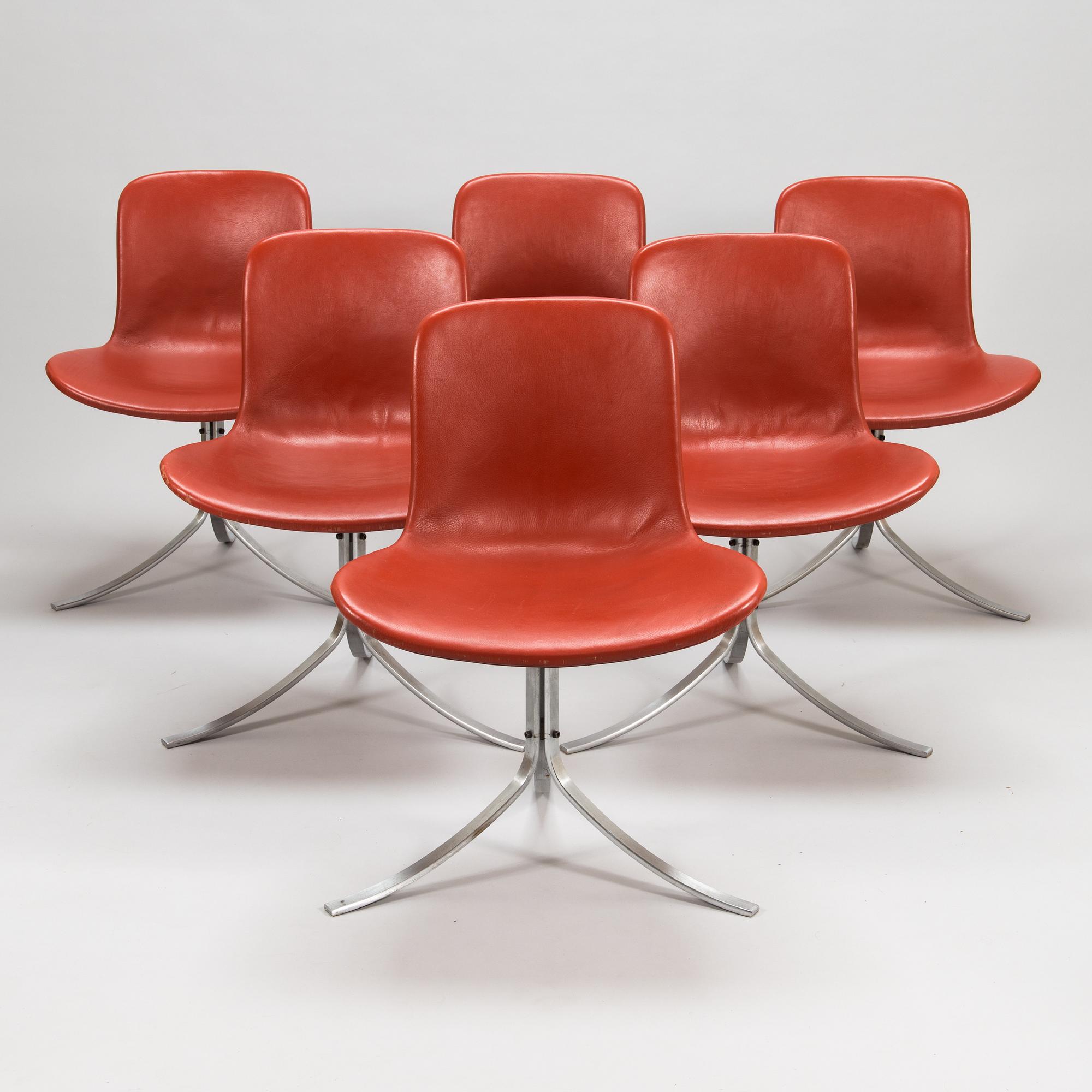 Poul Kjaerholm, a set of six late 20th century 'PK 9' chairs for Fritz Hansen.