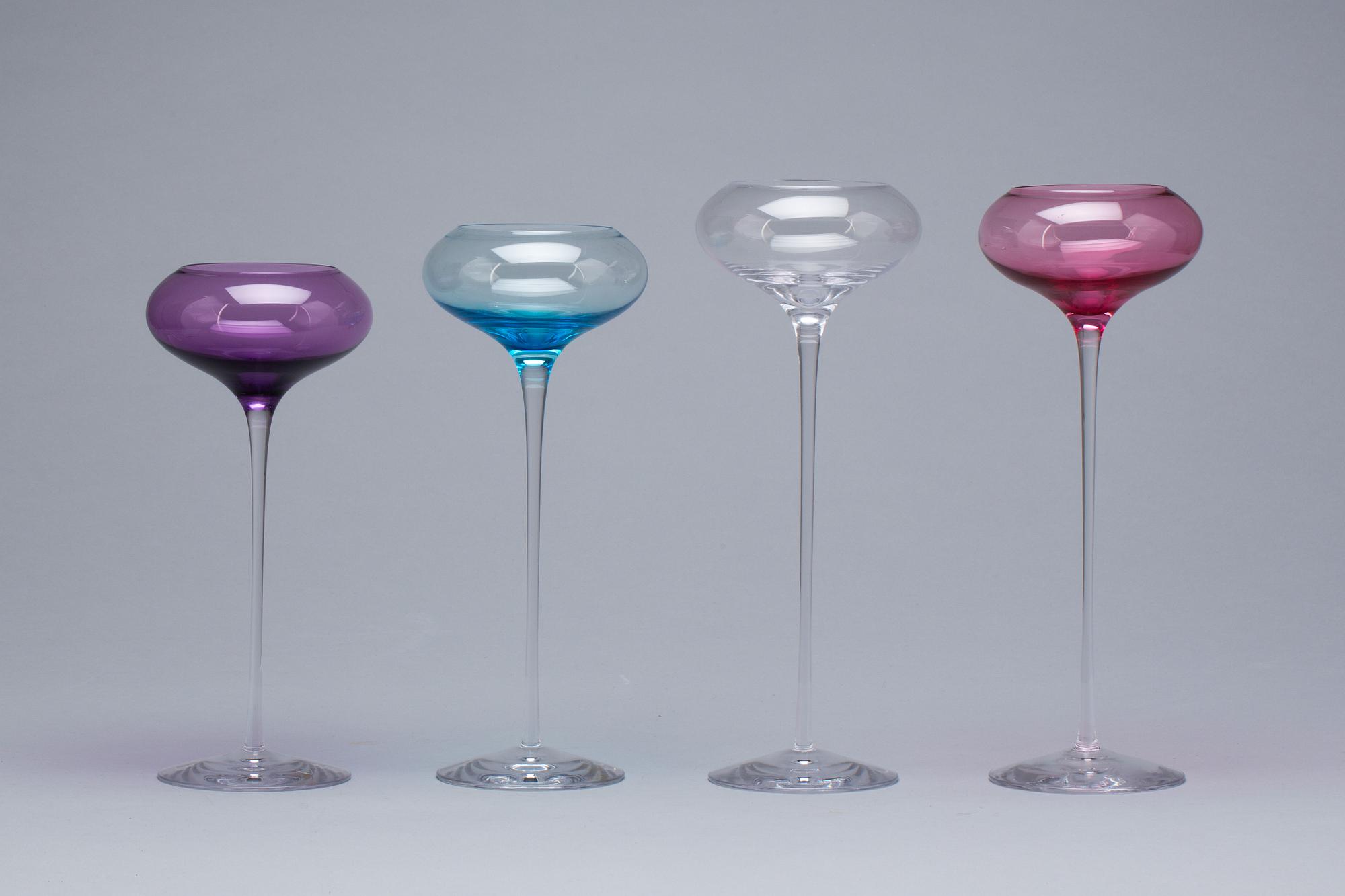 LJUSLYKTOR, 4 st, glas. "Cermony-Votives" Erika Lagerbielke, Orrefors.