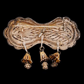 BROSCH, silver, filigranarbete, möjligen Österrike, 1800-/1900-tal.