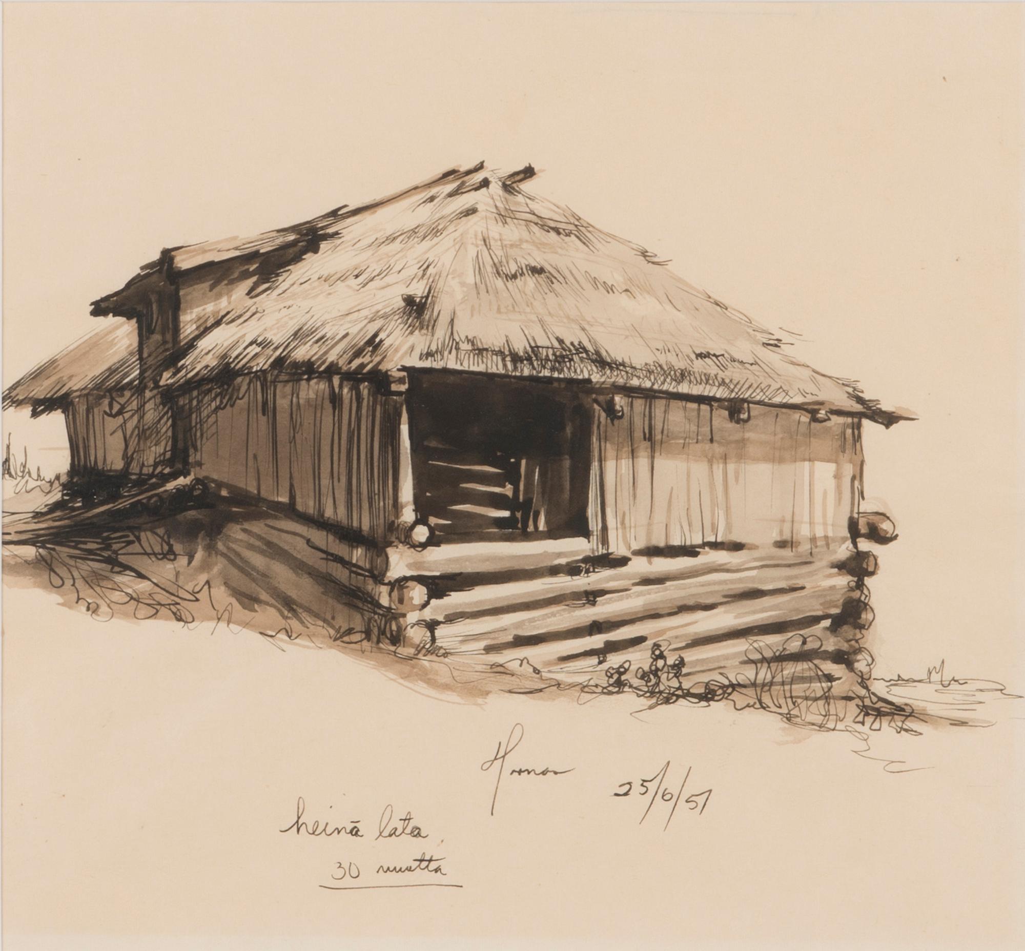 LEANDER FORNAS, laveeraus, signeerattu ja päivätty 25/6 -51.