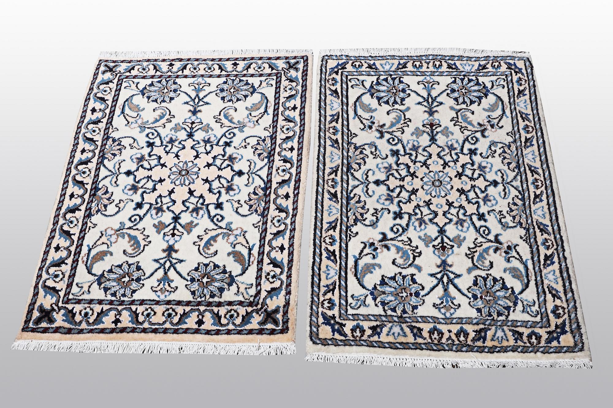 Two Nain rug, part silk, so called 9 LAA, ca 90 x 60 cm.