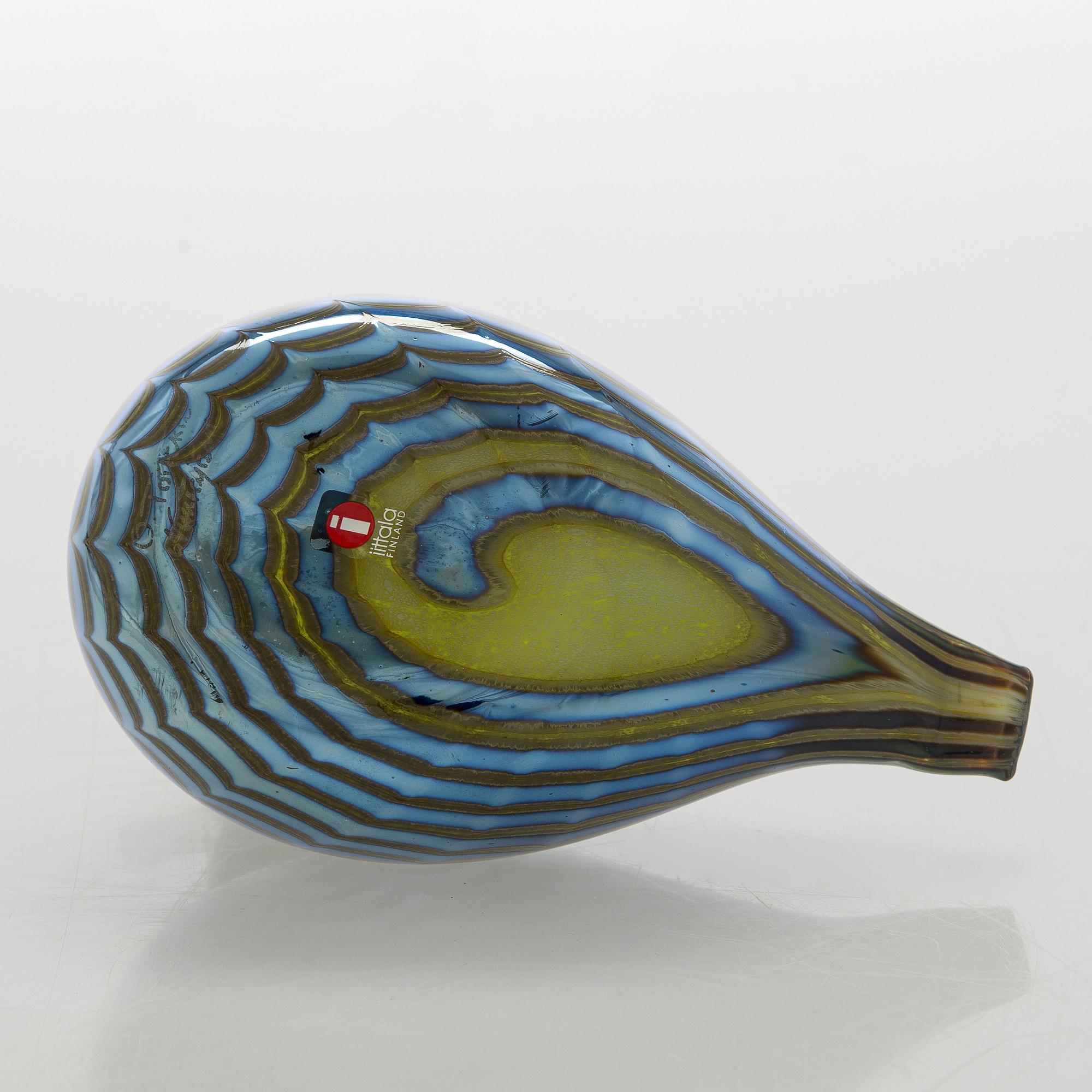 Oiva Toikka, a 'Teal Female' glass bird, signed O. Toikka Nuutajärvi.