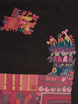 Stig Lindberg, a textile, screen print on velvet for Nordiska Kompaniet, Sweden 1960s.