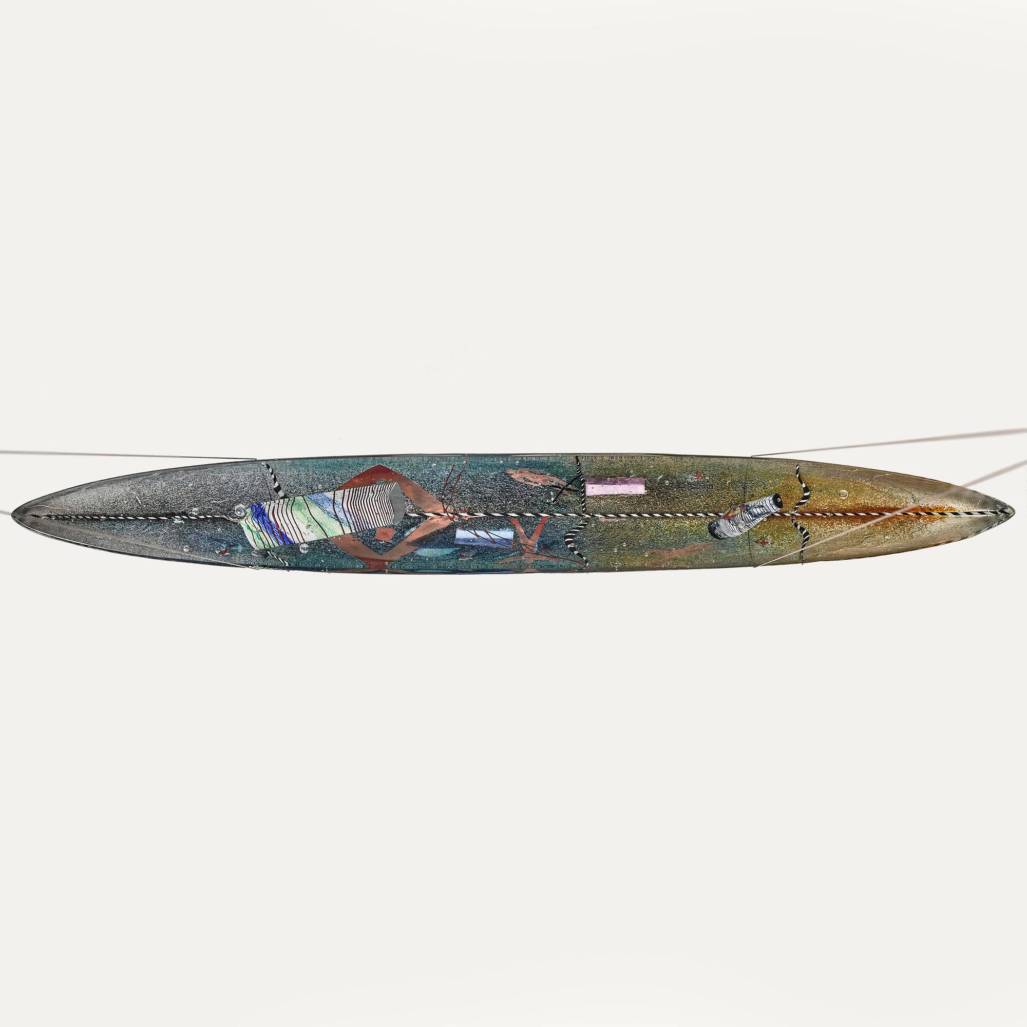 Bertil Vallien, a sand cast glass sculpture of a boat, Kosta Boda, Sweden 1991.