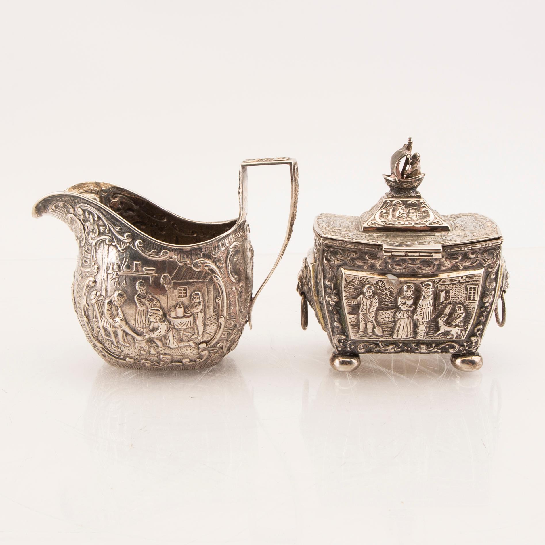 Socker och grädd-set  3 dlr silver möjligen Barbour & Co USA 1900-talets början.
