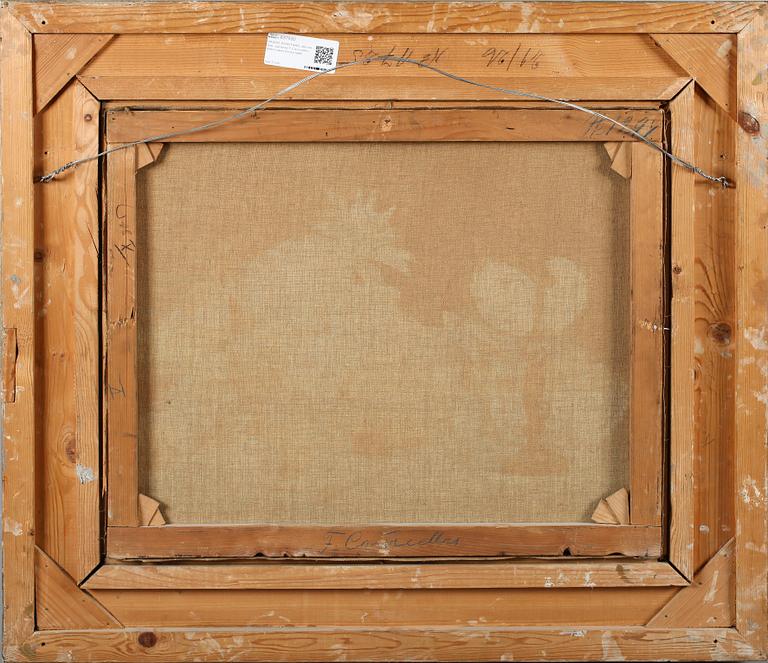 OKÄND KONSTNÄR, olja på duk, signerad F Courcelles, 1900-talets första hälft.