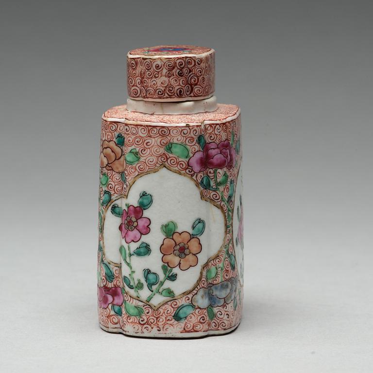 A famille rose tea caddy, Qing dynasty, Qianlong (1736-95).