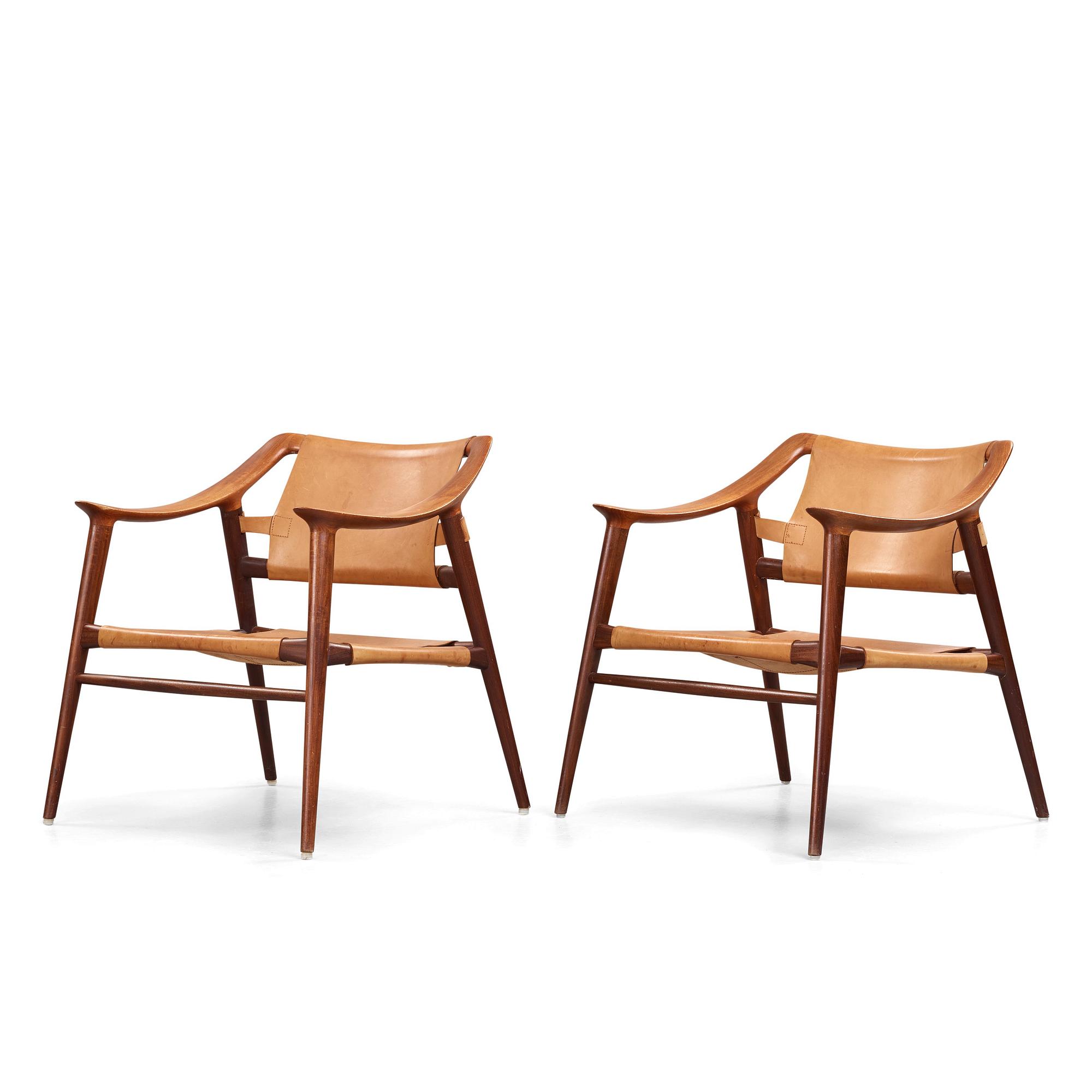 ADOLF RELLING & SIGURD RESELL, karmstolar, ett par "56/2 Bambi-serien", Rastad & Relling, Norge 1950-60-tal.