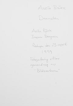 BERNT-OLA FALCK, tillskriven, silvergelatinfotografi, porträtterande Ingmar Bergman och Anita Björk på Dramaten.