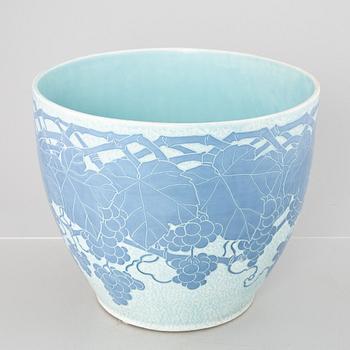 Josef Ekberg, a large "Sgrafitto" earthenware flower pot, Gustavsberg 1915.