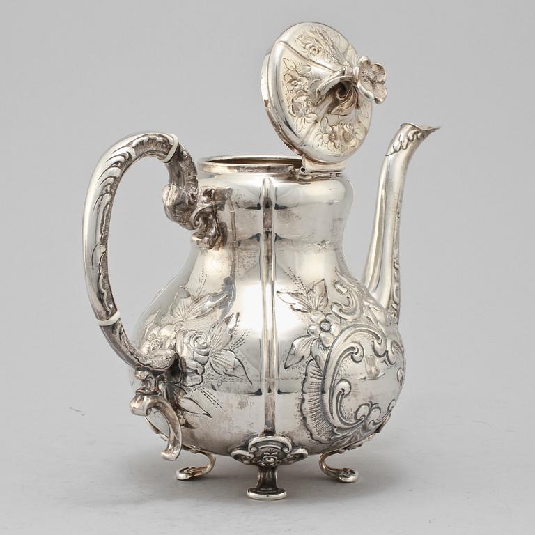 KAFFESERVIS, 3 delar, silver, importstämplat, 1900-tal. Vikt 1 270 g.