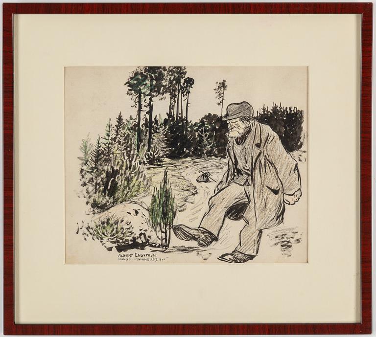 ALBERT ENGSTRÖM, ink drawings, 13, signed.