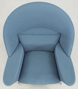 A Hans Wegner 'CH468' armchair, blue fabric, steel legs, Carl Hansen & Søn, Denmark.