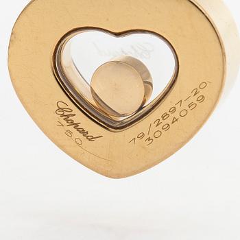 Chopard, an 18K gold 'Happy Diamonds' necklace with a heart pendant, and brilliant-cut diamond approximately 0.05 ct.