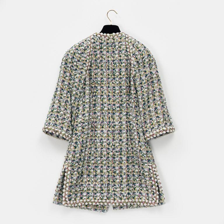 Chanel, a multicolor bouclé coat, size 34.