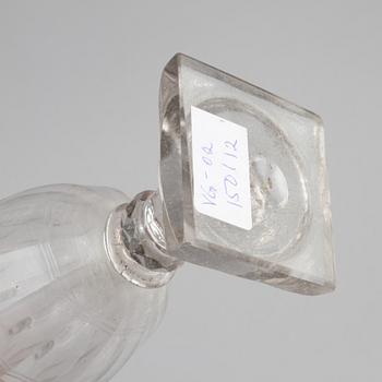 GRÄDDKANNA, glas, 1800-talets första hälft.