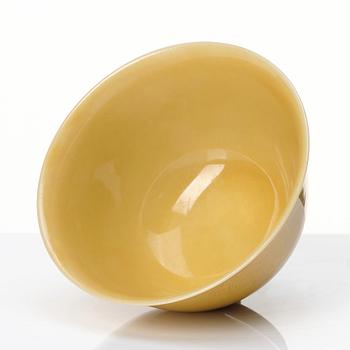 A Chinese yellow glazed five clawed dragon bowl, presumably Republic, with Yongzheng mark.