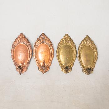 Wall sconces 2 pairs Art Nouveau early 20th century.