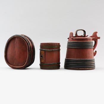 LAGGKÄRL, 3 st, allmoge, 1800-tal.