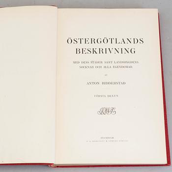 BÖCKER: Östergötlands Historia, Anton Ridderstad, 1914, 1917, 1918 och 1920, fyra volymer.