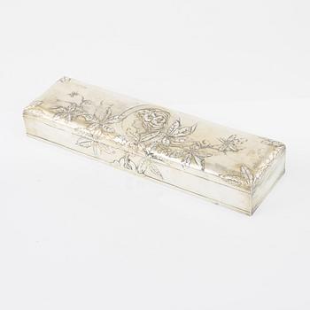 An early 20th century silver plated box, Art Nouveau, Orivit Metallwarenfabrik, Germany.