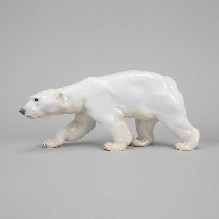 Bing & Grøndahl, three porcelain polar bears, Denmark.