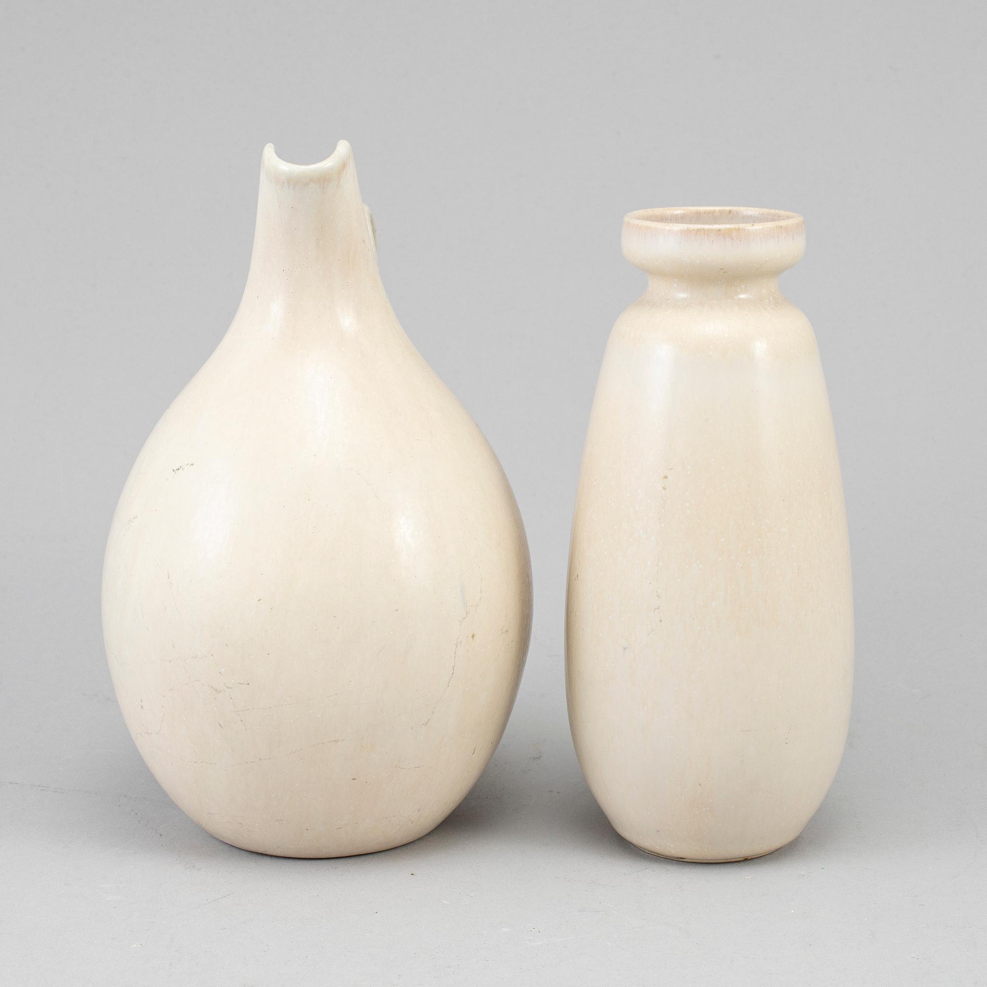A vase and a jug, Saxbo, Denmark. Vase by Eva Staehr-Nielsen.