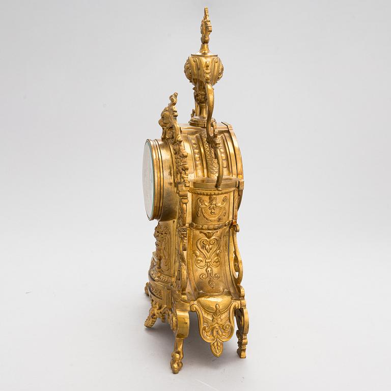 A gilt bronze Mantle Clock, marked H&F Paris, late 19th century.